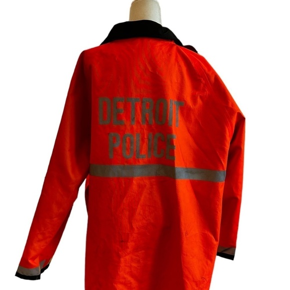 Vintage 1990s Detroit Police Uniform Neon Reflective Rain Coat - Picture 3 of 7